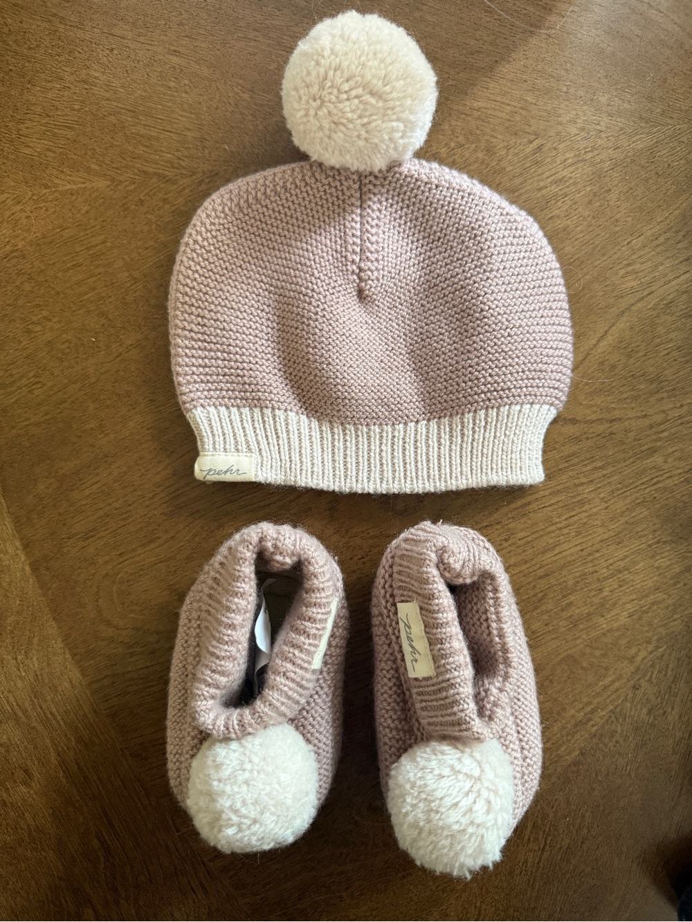 Pehr Wool Knit Pom Hat and Booties